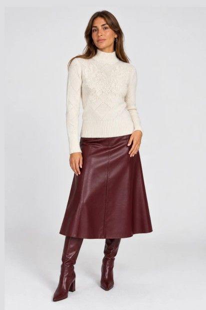 Markup  Camisola de Gola Alta com Bordado Floral de Mulher